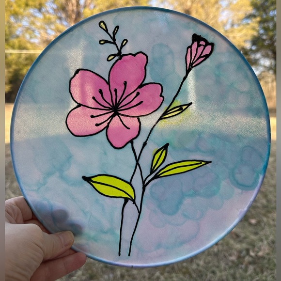 Handmade Silk Painting Art Piece - Hawaiian Flower Vibrant Colors Tie Dye Effect - Picture 8 of 13